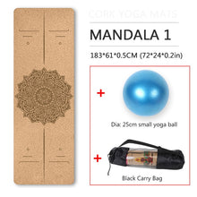 Charger l&#39;image dans la galerie, Tapis de Yoga Liège Lignes Mandala + sac et ballon offert